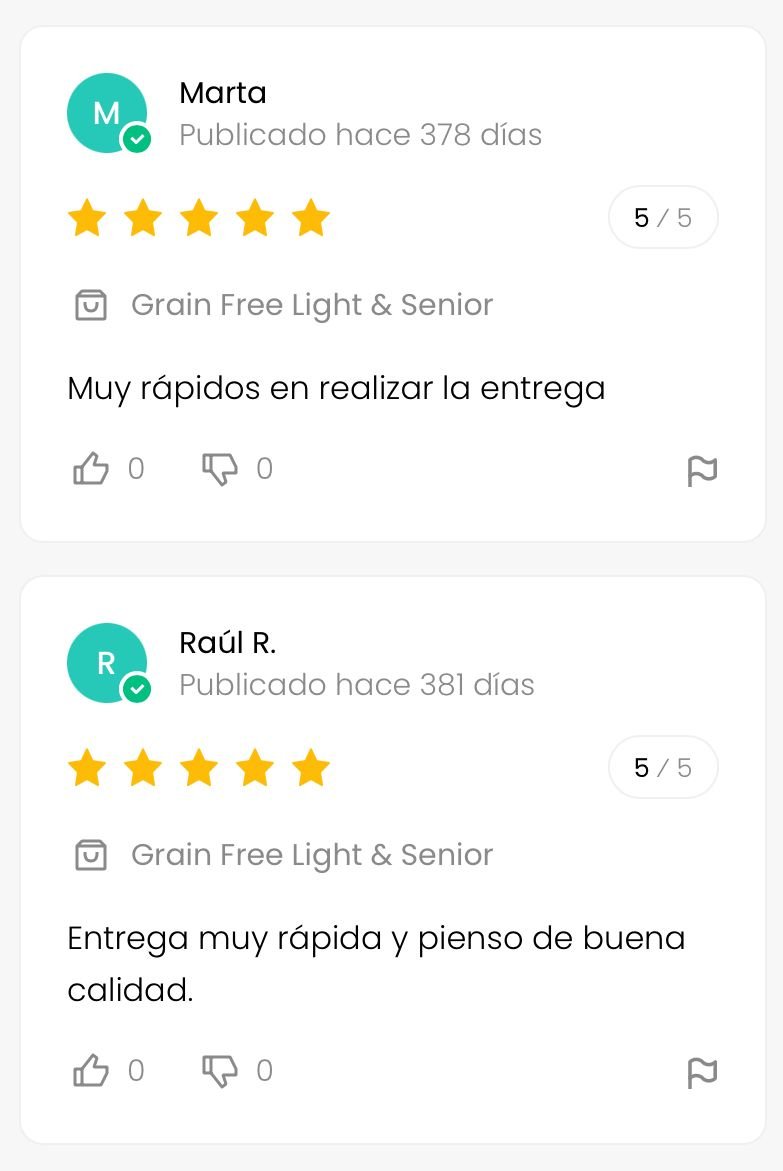 reseñas de clientes sobre el pienso para perros sénior de la marca 